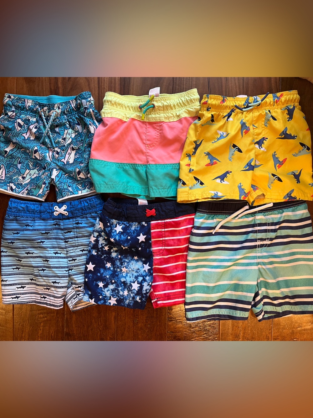 Bundled lot of 7 boys swim trunks